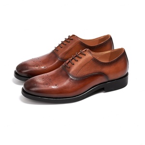 Chaussures Oxford en cuir véritable pour homme, marron et noir, brodées et imprimées, style britannique, pour tenue de travail formelle - Product Image 2