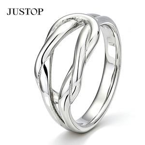 JUSTOP Wedding Band Unisex <b>Plain</b> <b>Ring</b> Classic Silver Plated Geometric Fashion Jewelry for Anniversary - Product Image 4