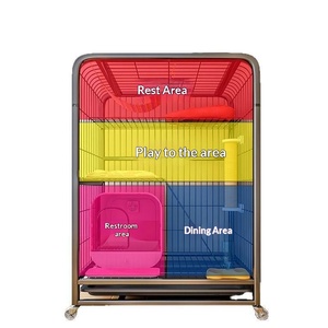 Cage à chat en métal robuste, pour usage domestique en intérieur, très grande, avec espace libre, pliable, toilettes intégrées, toutes saisons - Product Image 5