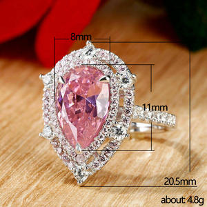 Anello da Cocktail F1313 per Donna, Forma a Cuore con Quarzo Rosa, Incastonatura Pavé, Anelli di Moda per Fidanzamento - Product Image 5