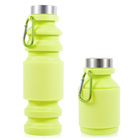 Bouteille d'eau en silicone écologique de 550 ml avec anneau central, gobelet en silicone souple pliable, sans BPA, gobelet d'eau en silicone pour le yoga et la course à pied