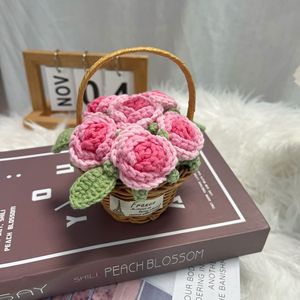 Decoración de Flores Artificiales Tejidas <span class=keywords><strong>a</strong></span> <span class=keywords><strong>Mano</strong></span> con Múltiples Cabezas en Maceta, de Alta Calidad, para Decoración del Hogar, <span class=keywords><strong>Regalos</strong></span>, Flores de Crochet - Product Image 4