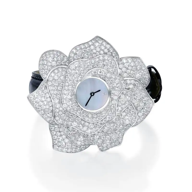 Bracciale al quarzo orologi da polso in Mossanite con pietre preziose di diamanti bianchi da donna orologi da donna in argento Sterling Moissanite