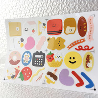 Lindas Pegatinas de Cristal con Diseño de Pan de Dibujos Animados, Estilo Coreano, para Álbumes de Recortes, Diarios, Decoración Kawaii, Juego de Pegatinas Transparentes