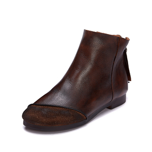 OEM/ODM di lusso primo strato in pelle bovina traspirante materiale naturale stivaletti da <span class=keywords><strong>donna</strong></span> con cerniera posteriore cina all'ingrosso produttore - Product Image 1