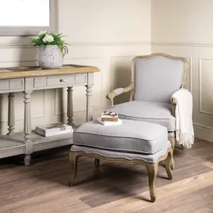 省级家具客厅实木框架躺椅，带织物方形搁脚凳凳