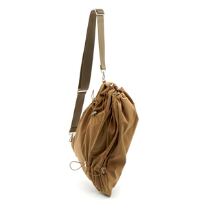 Korean Made Light <b>Weight</b> Nylon Bag In Misty Tan With A Side Zipper For Easy <b>Storage</b> And A Detachable Strap - Product Image 5