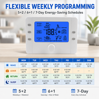 Termostato para Bomba de Calor con Batería o Alimentación CA 20-28V; Relé de Alta Capacidad de 15A, Control por Aplicación WiFi y Programación Semanal para Hogares