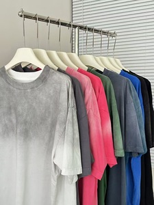 Camiseta Gris Degradado para Hombre, Premium, 100% Algodón, Cuello Redondo, Oversize, Lavada, Casual, Manga Corta, Estilo Urbano - Product Image 5