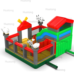 Huatong PVC trang trại bò nhảy lâu đài hupfburg ngoài trời <span class=keywords><strong>Inflatable</strong></span> <span class=keywords><strong>Bouncer</strong></span> với trượt công viên bơm hơi cho trẻ em - Product Image 4