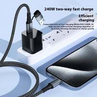 Câble de charge rapide PD100W pour iPhone et Android, en tissu tressé, 1m 2m, câble USB 2 en 1, double connecteur Type-C