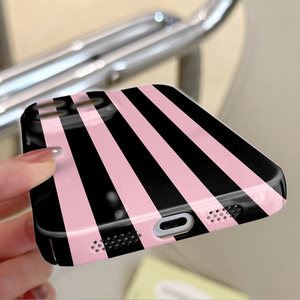 <span class=keywords><strong>Cover</strong></span> per Cellulare in PC Rigido con Stampa Artistica a Righe Nere e Rosa per <span class=keywords><strong>iPhone</strong></span> 8 X Xr Xs 11 12 13 14 15 16 17 Pro Max - Product Image 4