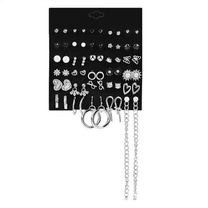 Heart-Shaped <b>Pearl</b> Earring <b>Set</b> 30 Pairs Zinc Alloy Geometric Irregular Women's Fashion <b>Jewelry</b> Anniversary Gift - Product Image 1