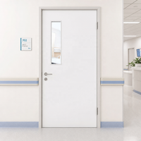 Porte battante de salle d'hôpital Frost White avec fenêtre en verre, porte de chambre de patient de qualité médicale pour bâtiment d'hôpital moderne
