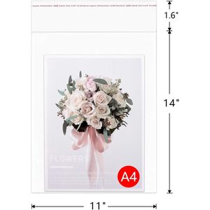 Bolsas Transparentes para Ropa 11x14, Paquete de 200, Bolsas de Celofán Autoadhesivas, Bolsas de Plástico OPP de 1 mil, para Ropa, Camisetas, Regalos, 11 Tamaños - Product Image 2