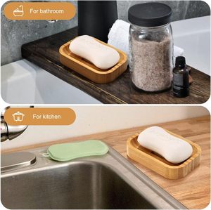 Bathroom Shower Bamboo Waterfall Kitchen Sink Custom Soap Dish Sponge Holder Wood Soap Holder <strong>Bath</strong> Soap <strong>Tray</strong> with Drain - Product Image 5