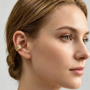 C-Shaped Geometric Clip-On <b>Earrings</b> Zinc Alloy Bezel Setting Party Fashion For Women Without <b>Pierced</b> Ears - Product Image 1