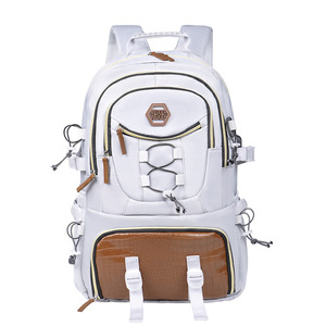 Oxford Cloth <b>Backpack</b> <b>Large</b> Capacity Adjustable Shoulders Travel Hiking School Bag Unisex Solid Color - Product Image 5
