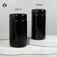 Conteneur en verre opaque violet foncé personnalisé de 2 oz, 4 oz, 50 ml, 60 ml, 100 ml, 120 ml, 150 ml, 200 ml, 500 ml, pot noir opaque