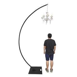 LANJO Luxury Professional 3M Black Chandelier <b>Arch</b> Frame Metal Stand Suspend Hook for Ceremony <b>Decor</b> - Product Image 2