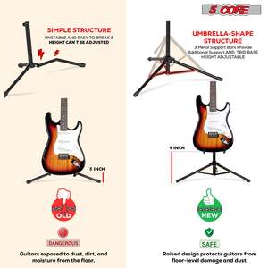 Soporte doble para guitarra acústica y eléctrica, soporte de suelo de metal duradero con acabado mate, diseño plegable, Universal N - Product Image 4