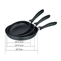 Set Wajan Goreng 3 Buah OEM ODM dari Aluminium Cor dengan Lapisan Anti Lengket Marmer, Dasar Induksi, untuk Kompor Gas, dengan Gagang Bakelite