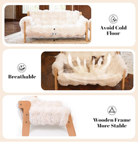 Cama Elevada para Gatos de Interior, Sofá de Madera para Gatos con Funda Extraíble y Lavable, Silla Elevada Tipo Lounge para Gatitos