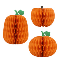 Lanterne citrouille en papier 3D nid d'abeille, centre de table pour fête d'Halloween, écologique, avec aimant, décor pliable, vente en gros