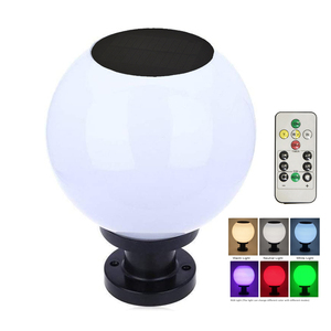RGB Multi Color Remote Control Smart <strong>Ball</strong> Shaped <strong>Solar</strong> <strong>Powered</strong> LED Pillar Lights IP65 Waterproof Rating Dimmable CE Garden - Product Image 1