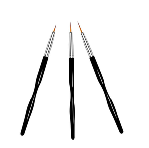 Lot de 3 pinceaux fins pour nail art à manche noir en poils synthétiques, stylos de précision en plastique avec emballage carte en papier - Product Image 2