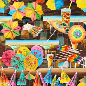 Stuzzicadenti di Carta Ecologici Usa e Getta 10cm Stili Assortiti Design Colorati per Feste Estive Hawaiane in Piscina e in Spiaggia - Product Image 2