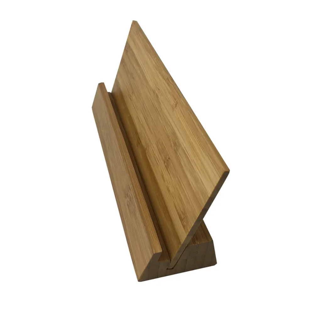 Custom bamboe hout kalender tafel stands kaart display stand houten base tafel bureau menu houder stand