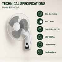 Kipas Angin Dinding 16 Inci, Pendingin Udara Elektrik, Tiga Kecepatan, Remote Control, Timer 7.5 Jam untuk Rumah, Hotel, Garasi