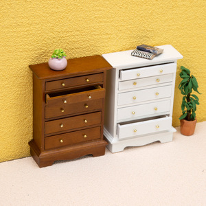 1/12 haute qualité Style européen Mini meubles bricolage bois armoire casier ornements modèle de tiroir Vertical pour maison de poupée - Product Image 3