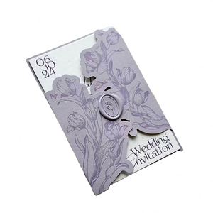 Carte d'invitation de mariage personnalisée de luxe avec estampage à chaud doré, design en relief, papier fantaisie, impression typographique - Product Image 1