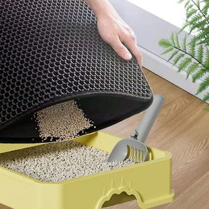 Tapis pour litière pour chat, filtre double couche, anti-éclaboussures, lavable, rectangulaire, noir, pour chats et chiens, S30x30cm M40x50cm L55x75cm XL60x90cm - Product Image 2