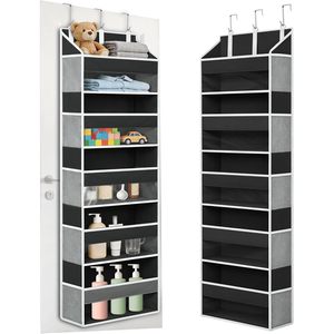 Organisateur suspendu sur porte à 5 poches avec fenêtres transparentes noir pour l'organisation du placard, de la chambre et de la salle de bain - Product Image 1