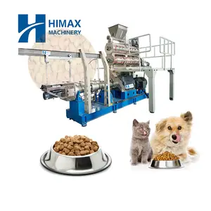 Automatisation complète Ligne de traitement par extrudeuse d'aliments pour animaux domestiques à double vis Machine de fabrication d'aliments secs pour chiens Extrudeuse de croquettes d'aliments pour animaux domestiques