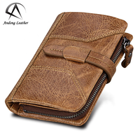 Dompet Pendek Kulit Sapi Asli Andong untuk Pria, Dompet Retro Penahan Kartu dengan RFID Blocking, Dompet Multifungsi
