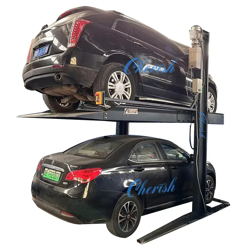 Cherish Double Level Auto Parking Equipment 2 Post Hydraulic Car Stacker Parking Lift