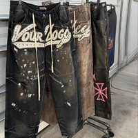 OEM Herren-Jeans mit Individueller Stickerei-Logo Öko-Monkey-Wash Vintage-Jeans Hip-Hop-Stil Lässige Acid-Wash Denim-Hosen