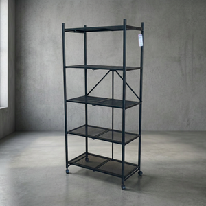 Black 5-Layer Carbon Steel Rolling Shelf With <b>Wire</b> Mesh Adjustable Multi-Level Storage <b>Rack</b> With Wheels - Product Image 2
