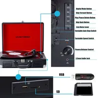 Tocadiscos Retro OEM/ODM con Bluetooth, Maletín, 3 Velocidades, Fonógrafo, USB, SD, con Altavoces Estéreo