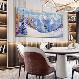Peinture acrylique abstraite de nature morte panoramique, art mural minimaliste fait main, toile texturée 3D, esthétique intérieure - Product Image 4