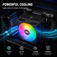 ARGB CPU Air Cooler 6 Heatpipes PWM Fluid Bearing Tower Heatsink Plastic for Intel LGA1700/1200 AM5/AM4 Gaming Computer Case