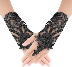 Gants de mariage pour femmes <span class=keywords><strong>Dentelle</strong></span> Blanc Noir Gants de mariage de haute qualité Mitaines Accessoire de fête Gants sexy - Product Image 5