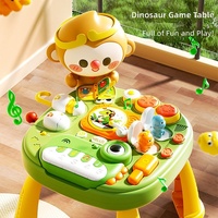 Table d'apprentissage précoce, jouet cadeau, table de jeu éducative multifonctionnelle sur le thème des dinosaures pour nourrissons et tout-petits
