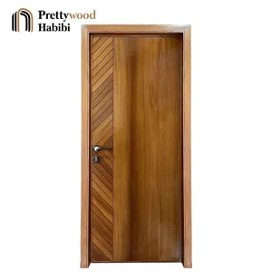 Prettywood European Stylish Waterproof Prehung Modern Interior Design Solid Wooden Bedroom Door