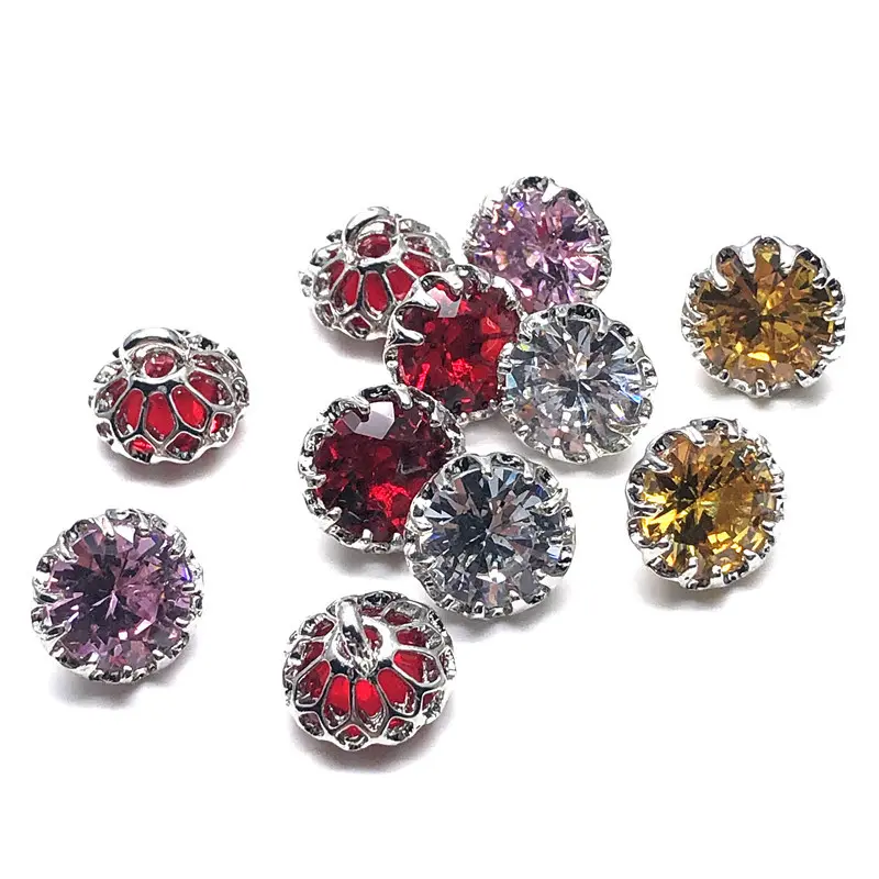 JFZB012 Fashion Exquisite Colorful Zircon Luxury Rhinestone Custom Zircon Button For Garment Jewelry