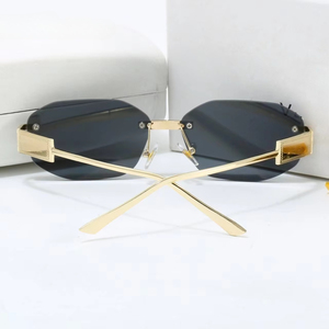 Wholesale Rimless Irregular Polygon Sunglasses for Men UV400 Protection Luxury Designer <b>Eyewear</b> for Business Driving - Product Image 6